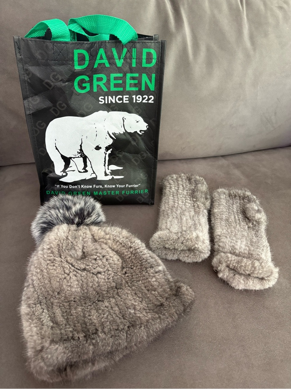 Mink Hat and Mittens Set